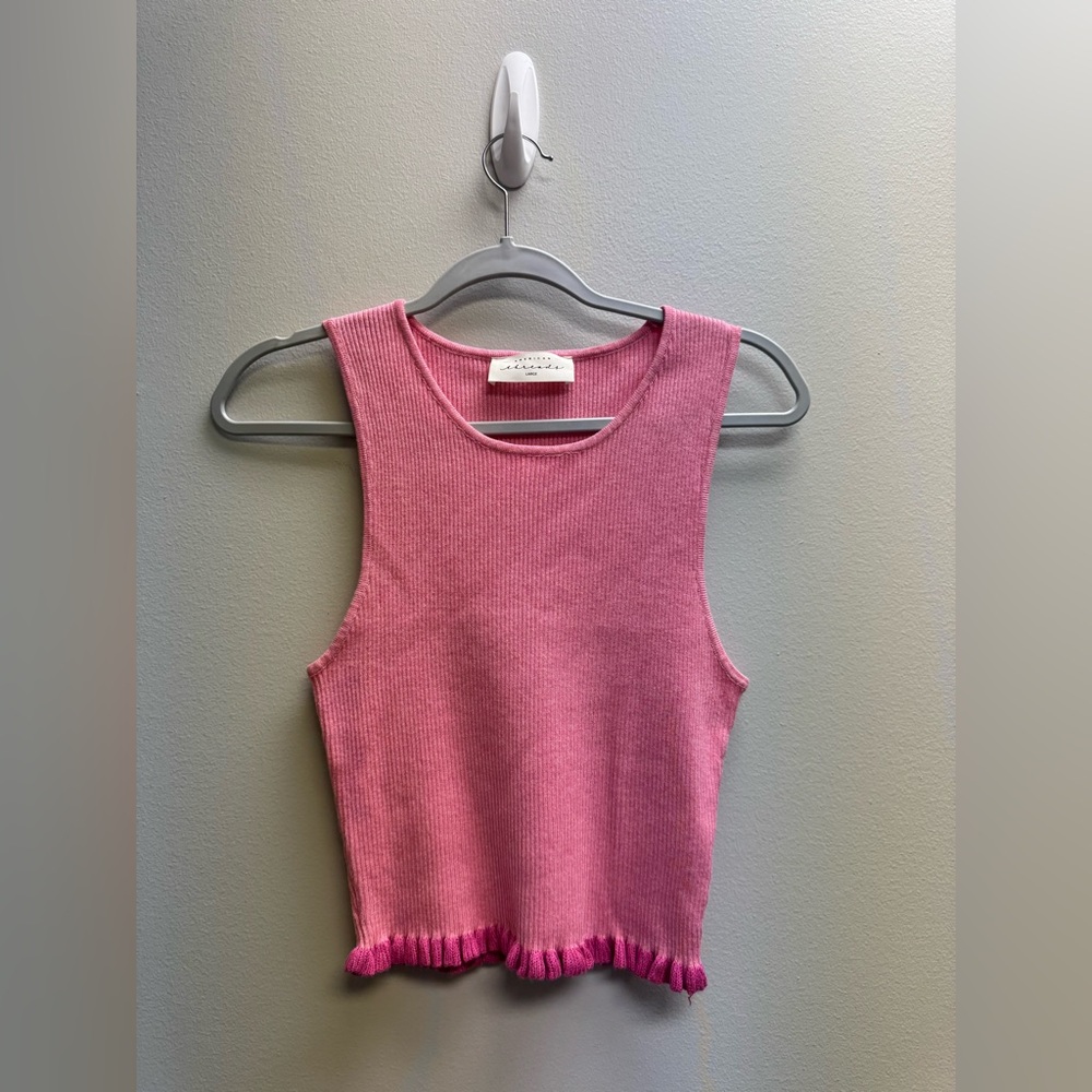 American Threads Fuchsia Ribbed Knit Top